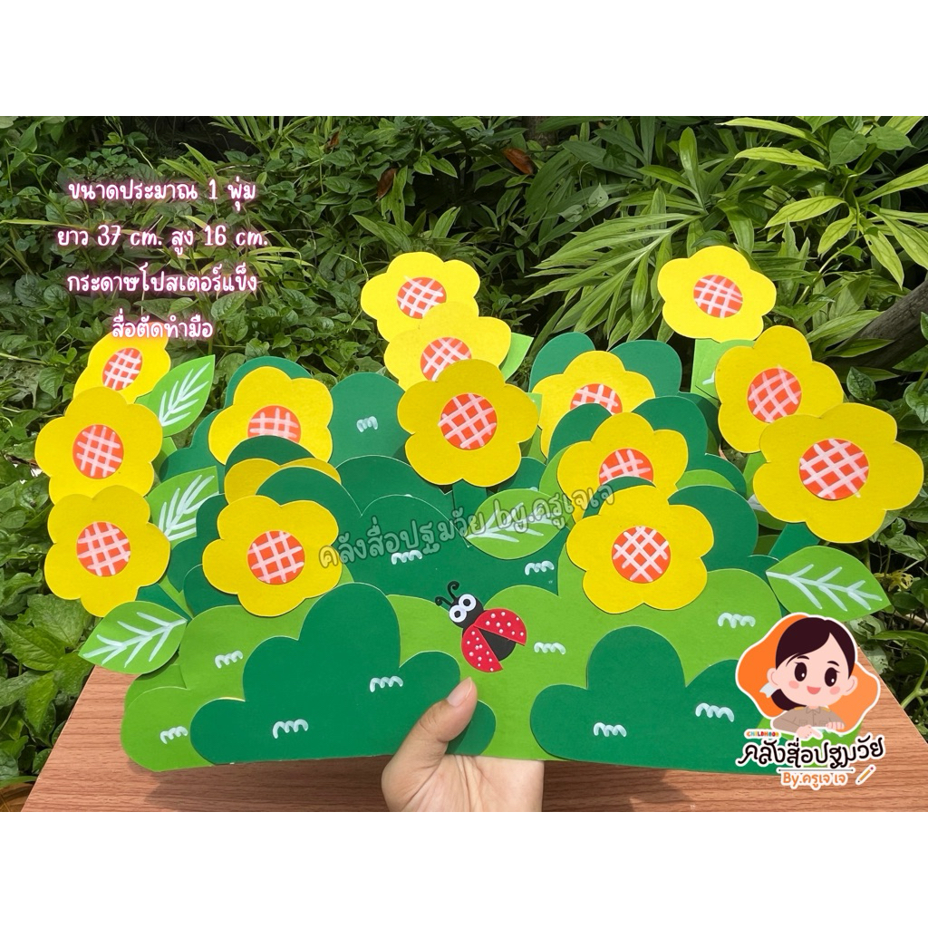 พุ่มดอกไม้ ตกแต่งห้องเรียน ดอกทานตะวัน ดอกทิวลิป กระดาษโปสเตอร์บาง สี 2 หน้า