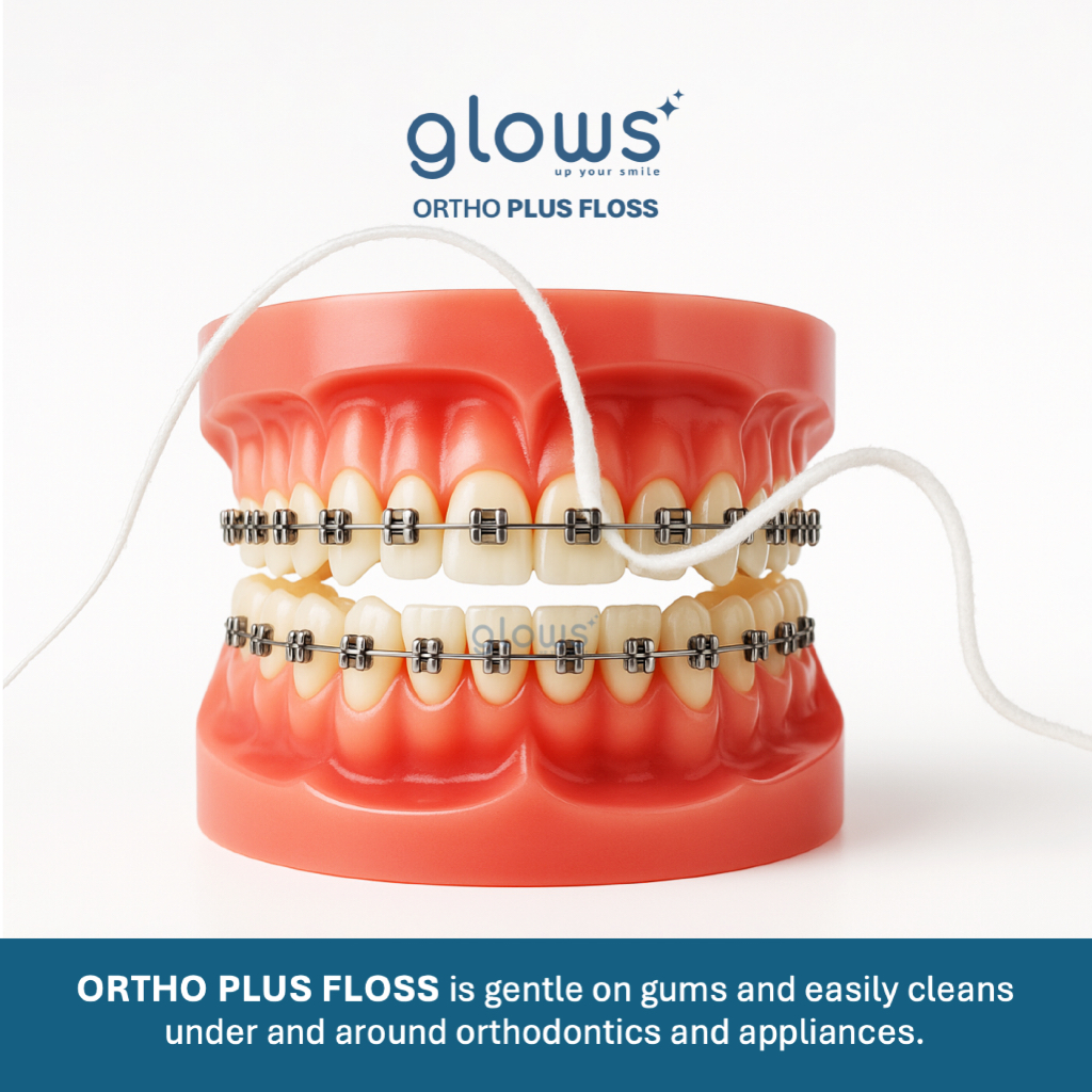 ใหม่ !!! GLOWS ORTHO PLUS FLOSS ไหมขัดฟันสำหรับคนจัดฟัน รากเทียม expanding floss 50 ชิ้น รูปที่ 4