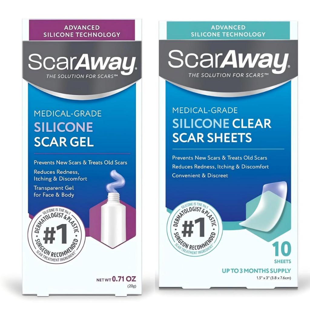 แผ่นซิลิโคนใสสำหรับรอยแผลเป็น ScarAway Advanced, เจลซิลิโคนสำหรับรอยแผลเป็น ScarAway