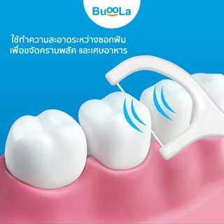 Buoola ไหมขัดฟัน ชนิดด้าม 1 กล่อง 50 ชิ้น ช่วยทำให้ฟันสะอาด ลดคราบพลัคและเศษอาหาร