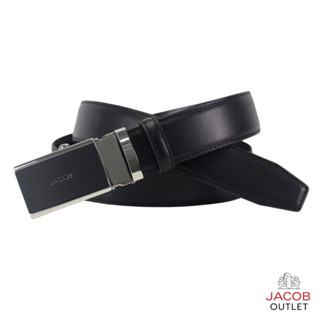JACOB เข็มขัดหนังเรียบ หัวเข็มขัดสีดำคลาสสิก รุ่น 52241