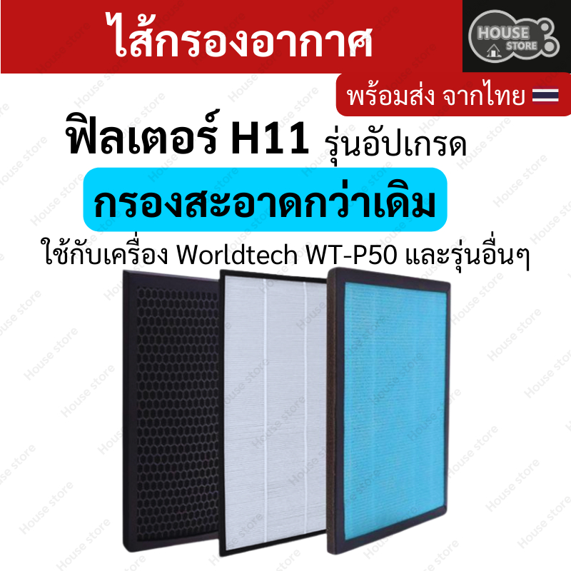 ไส้กรองอากาศ Worldtech WT-P50-Filter และรุ่นอื่นๆ กรองH11 กรองฝุ่น PM2.5 กลิ่นอันไม่พึงประสงค์