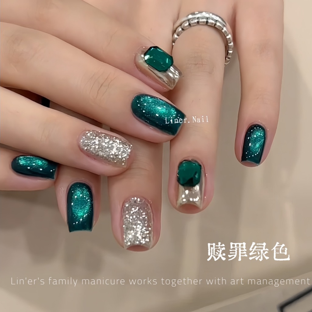 QINGYOUสีลูกแก้วซาติน สีลูกแก้วเขียวหยก สีเจลลูกแก้ว
