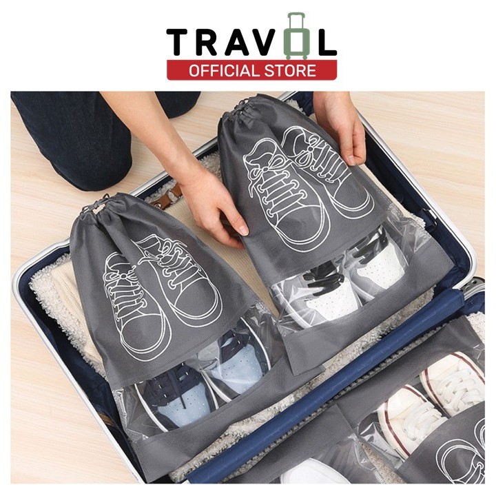 TRAVOL ผู้ติดตามใหม่ลด10% E90 ถุงใส่รองเท้าแบบหูรูด ถุงเก็บรองเท้า ถุงใส่ของอเนกประสงค์ ถุงแพ็คออกเที่