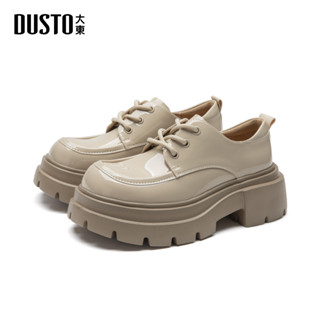 DUSTO ออกซ์ฟอร์ดสีน้ำตาลเงา พื้นบล็อกหนา  เพิ่มความสูงมั่นคง…
