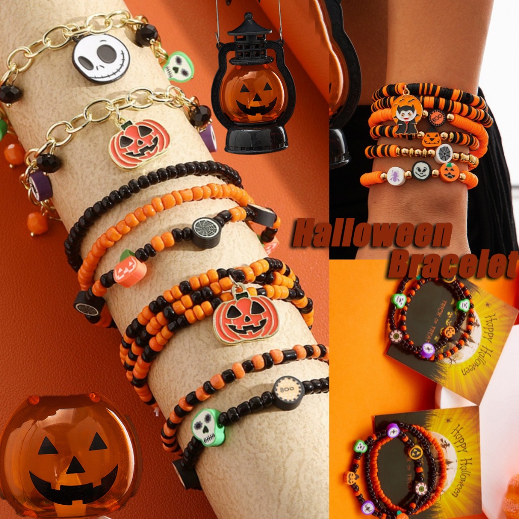 RIbbonIsland🎃สร้อยข้อมือ กำไลข้อมือ ฮาโลวีน คอสเพลย์ ปาร์ตี้ น่ารักๆ น่ารักๆ ลูกปัด ins ส่งเร็ว Halloween หลากหลาย