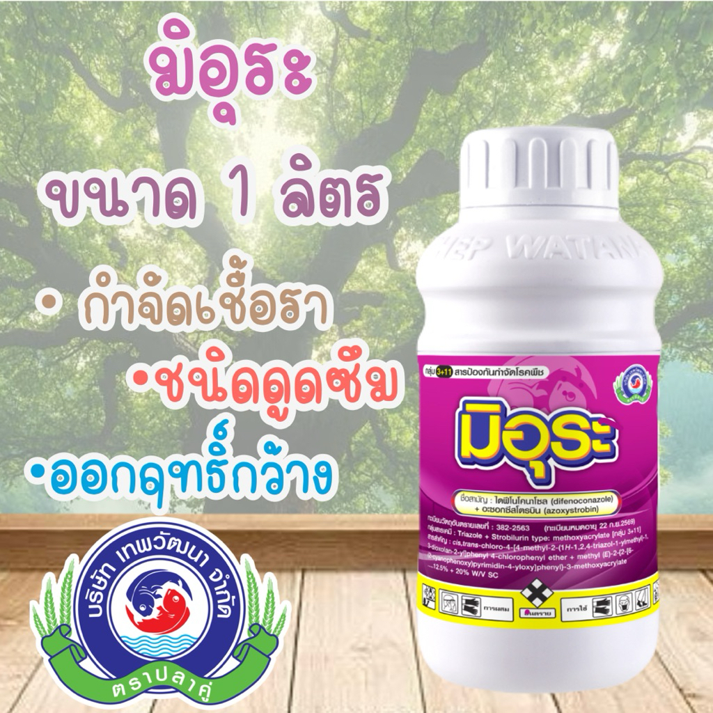 มิอุระ เทพวัฒนา  🍆ตราปลาคู่ | ขนาด 1 ลิตร  สารกำจัDเชื้อราแอนแทรคโนส