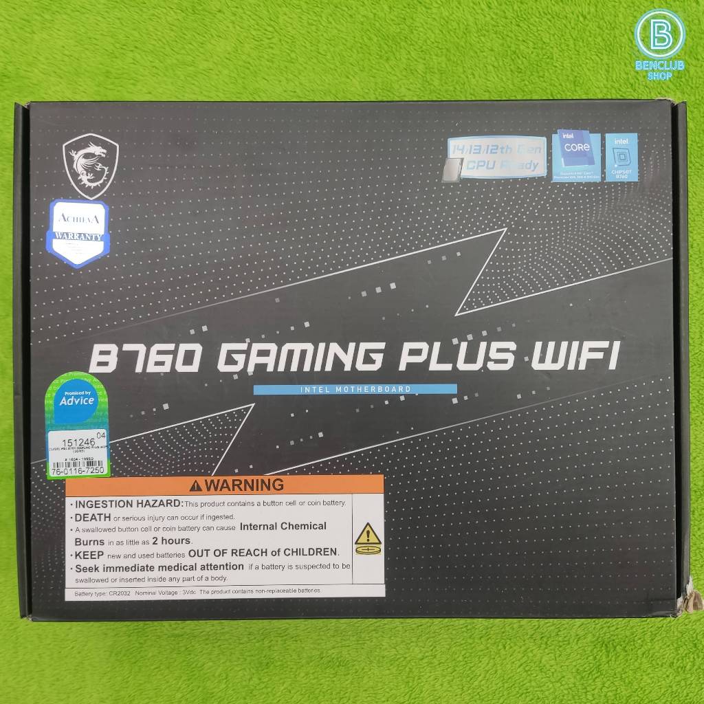 MB MSI B760 GAMING PLUS WI-FI DDR5 LGA1700(ใส่เจน12-14) อุปกรณ์ครบกล่อง ประกันศูนย์Advice 04/28 เมนบ