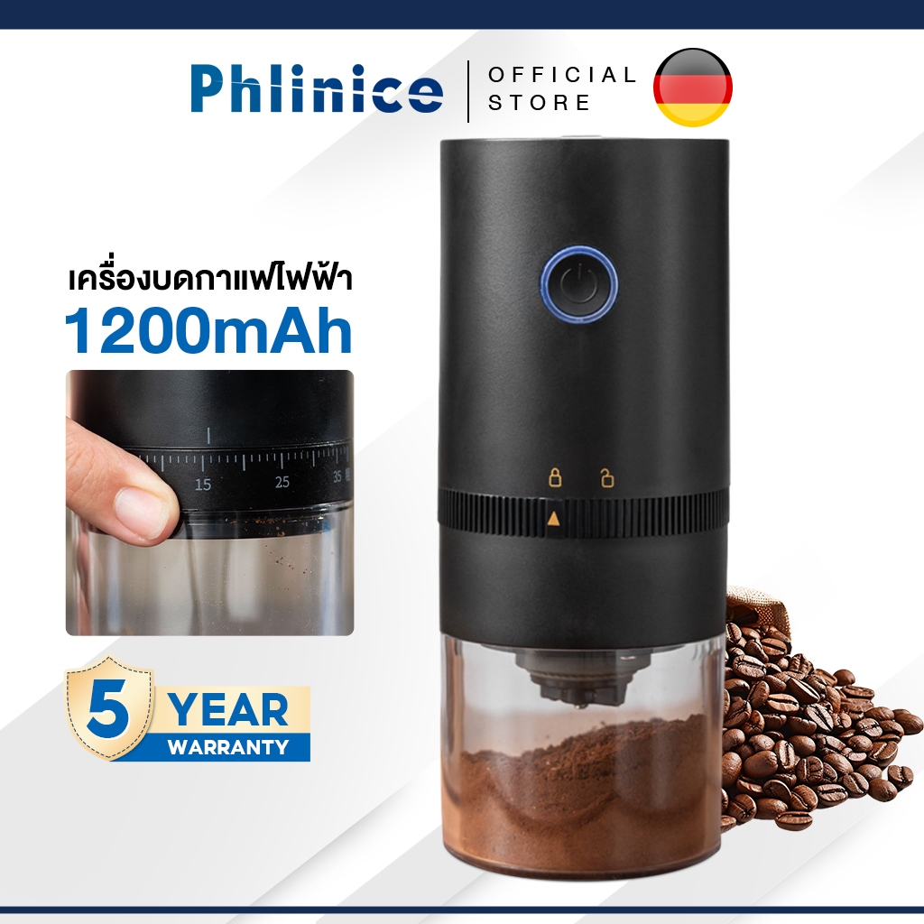Phlinice เครื่องบดกาแฟอัตโนมัติ  เครื่องบดเมล็ดกาแฟแบบมือ  ขนาดเล็กเล็กในครัวเรือน บดสมุนไพรบดเมล็ดถั่วกาแฟ