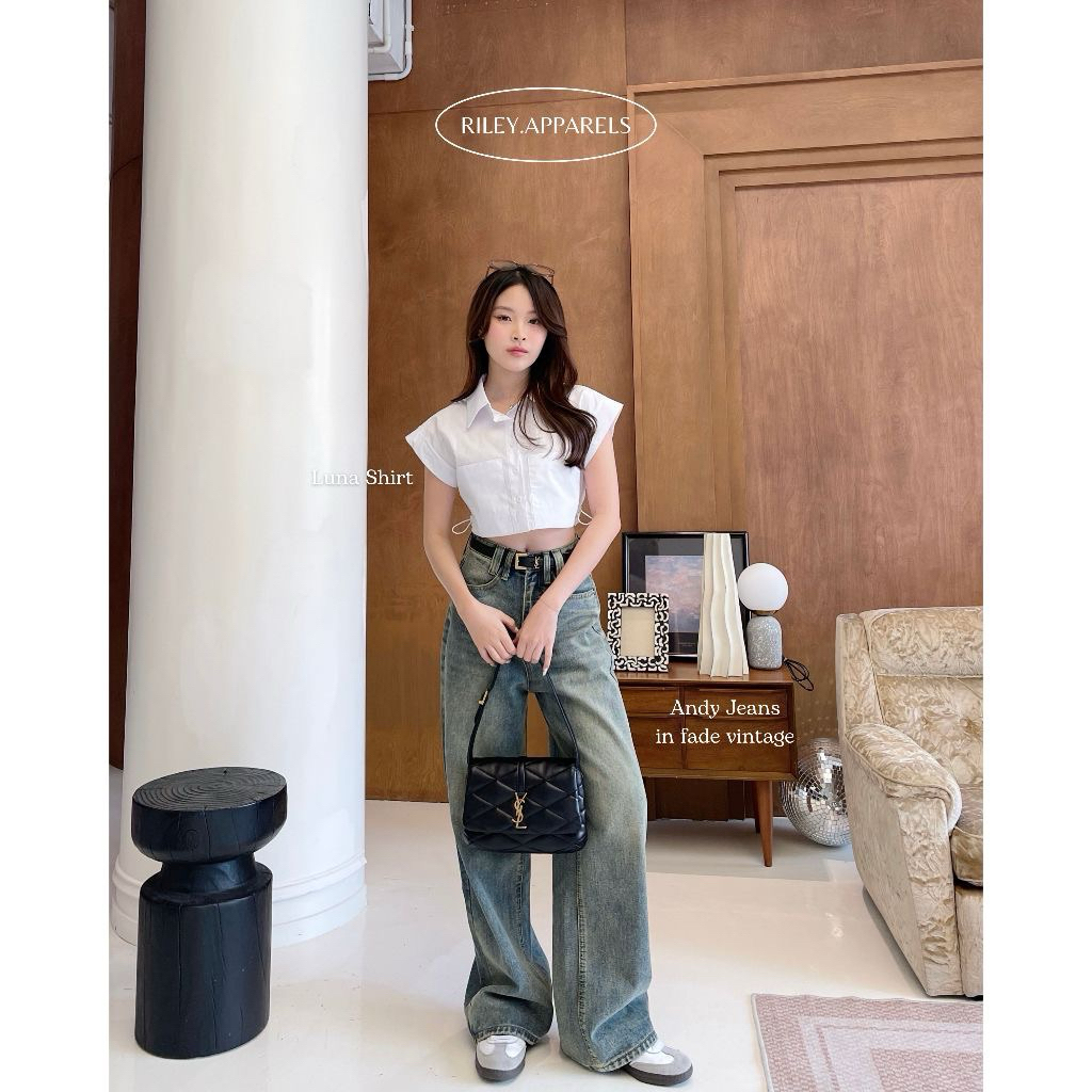 กางเกงยีนส์RileyสีFadevintage