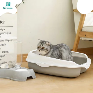Pet Record กระบะทรายแมว วัสดุPPหนา แข็งแรงทนทาน ทำความสะอาดง่าย ขอบมนปลอดภัย กันทรายกระเด็น