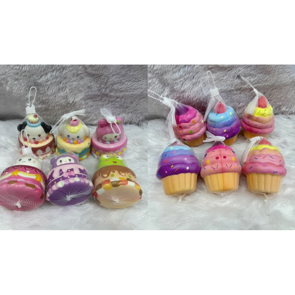 🍩ของเล่นสกุชชี่ขนมเค้กคัพเค้กแฟนซีเพิ่มความสดใสให้ทุกวันด้วยสกุชชี่สุดน่ารักสีสันสดใสดีไซน์เหมือนขนมจริง