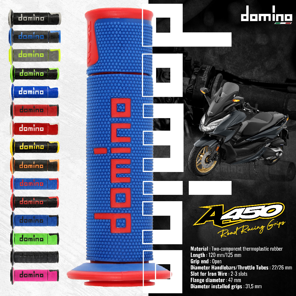 Domino Racing ปลอกแฮนด์โดมิโน่ A450 สีใหม่โดดเด่นกว่าเดิม สำหรับรถมอเตอร์ไซค์