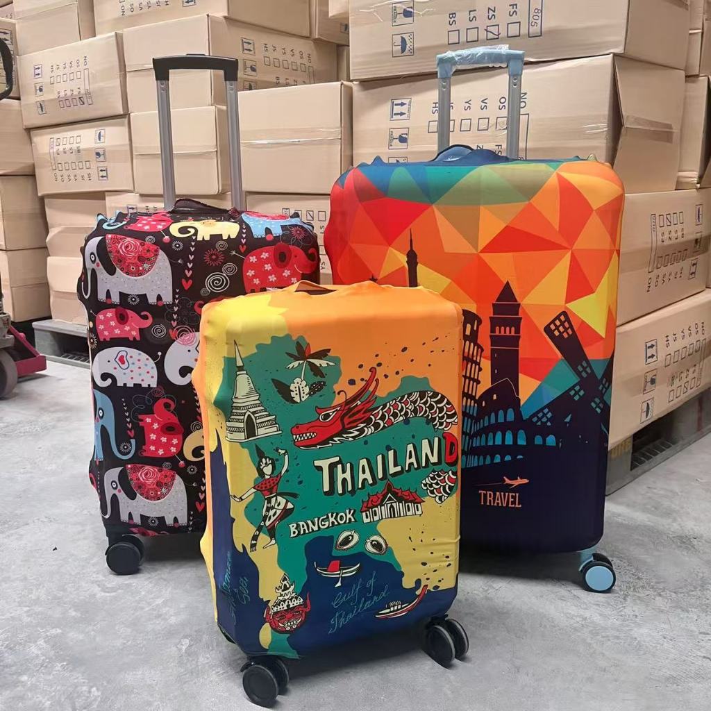 พรีเมี่ยมกระเป๋าครอบคลุมความหนา 20-28 นิ้วทุกรูปร่างจัดส่งที่รวดเร็วมีคุณภาพสูงพิมพ์ภาพฝาครอบกันฝุ่น