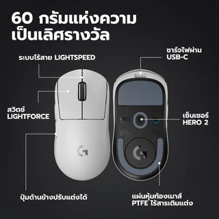 Logitech G PRO X SUPERLIGHT 2 LIGHTFORCE Gaming Mouse (เมาส์เกมมิ่งไร้สาย เซ็นเซอร์ HERO 2)