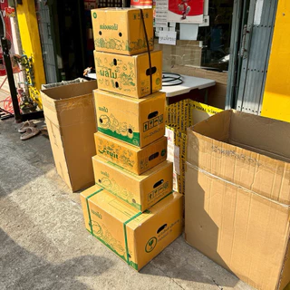 กล่องผลไม้ หนา5ชั้น รวมทุกไซร์ พิมพ์ลายผลไม้รอบกล่อง มีรูระบายอากาศ