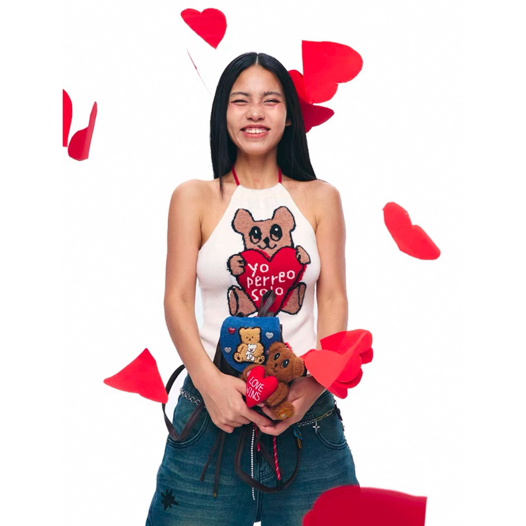 [พรี] iscreamcolour MOF Heartbear เสื้อถักสายเดี่ยวผูกคอ (ถามสต็อกก่อนสั่งน้า)