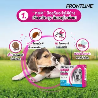 FRONTLINE TRI-ACT สำหรับสุนัข หยดตรงจุด หยุด ยุง เห็บ หมัด ฟรอนท์ไลน์ ไตร-แอ็ค