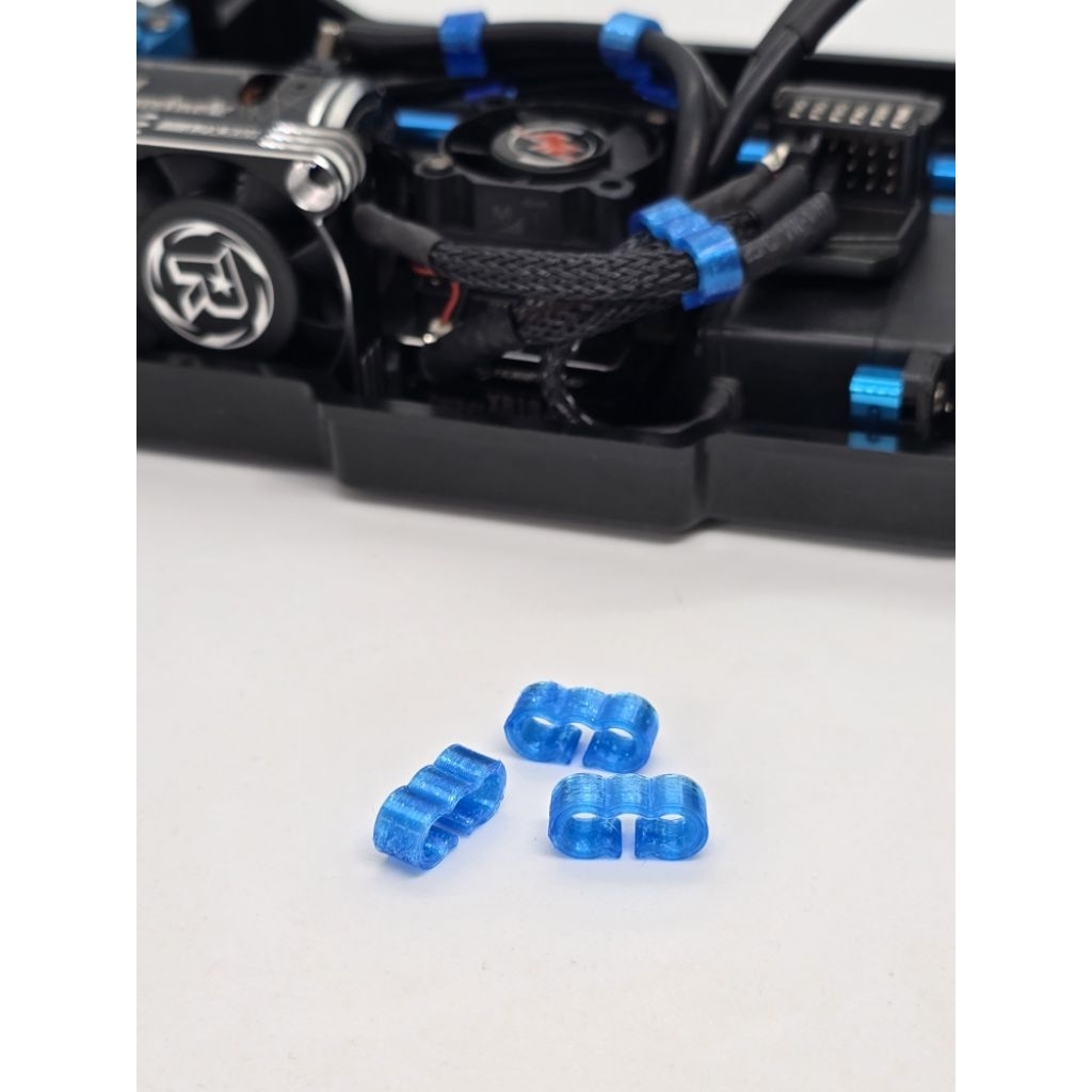 TAMIYA TT02 M07  ชุดเก็บเรียงสายไฟ TPU รถบังคับ สปีด-มอเตอร์-เซอร์โว สีน้ำเงินใส TRF