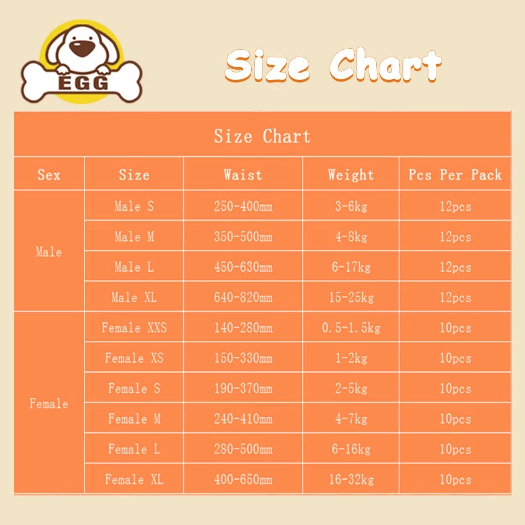 EGG ผ้าอ้อมสุนัข/แมว ดูดซับเร็ว XXS-XL Dog Diaper thumbnail 10