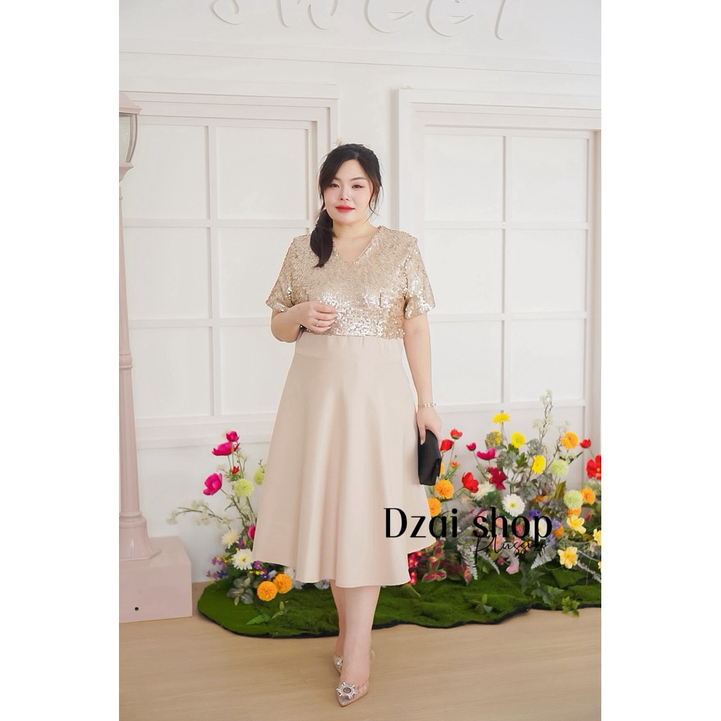 เดรสสาวอวบอ้วน Glitter Dress