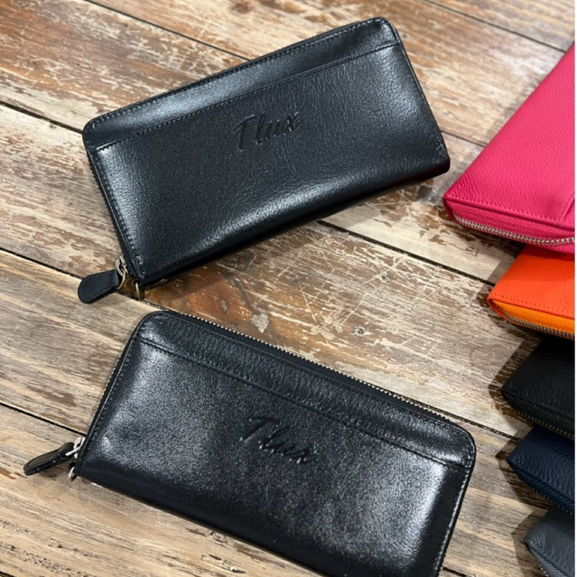 TLUX รุ่น 71 กระเป๋าสตางค์ใบยาว ซิปรอบ หนังวัวแท้100% ใส่บัตร 20 ใบ มีช่องเสียบมือถือด้านหน้า พร้อมสายคล้อง สวย ใช้ทน