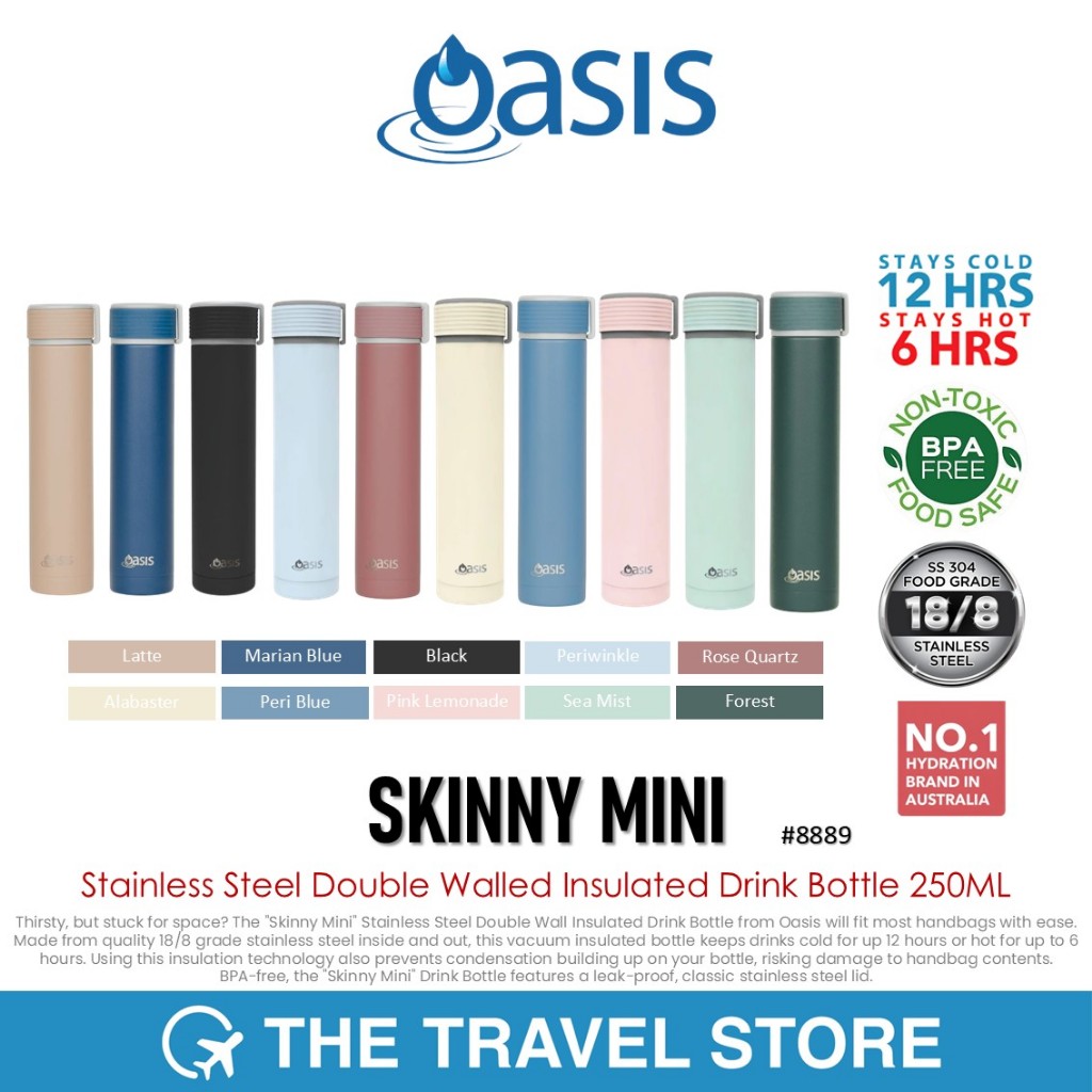 Oasis SKINNY MINI Stainless Steel Double Walled Insulated Drink Bottle 250ML (OAS/8889/250/XXX)