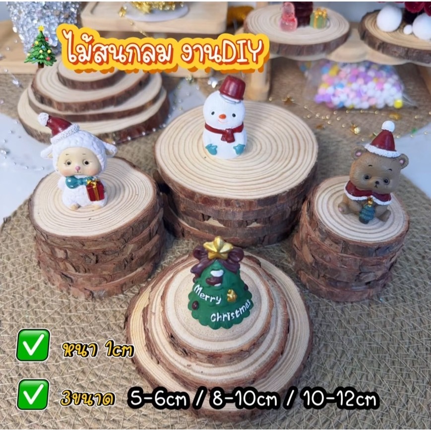 แผ่นไม้สนแบบกลม แผ่นไม้ธรรมชาติ เหมาะสำหรับงานฝีมือ งานประดิษฐ์ งานDIY ต่างๆ ( 1set มี 5ชิ้น )
