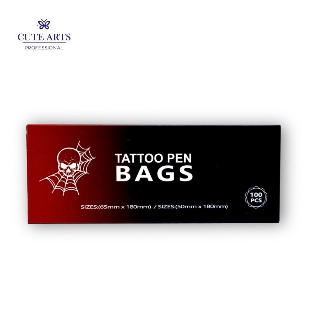 ถุงพลาสติกใสสีฟ้า Tattoo pen Bag แบบใช้แล้วทิ้ง สำหรับใส่เครื่องสัก 1กล่องมี 100ชิ้น เลือกขนาดได้