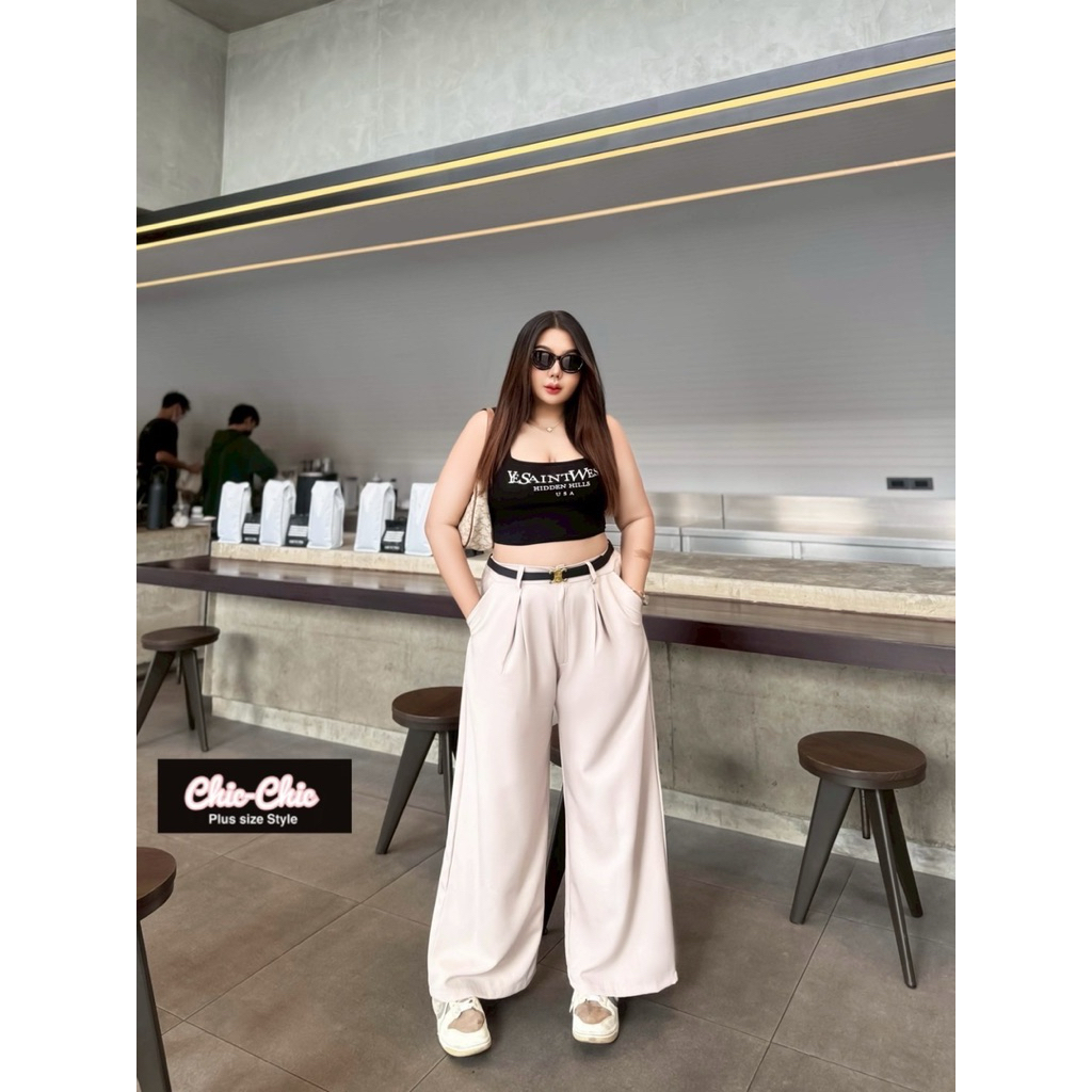 (YY) กางเกงขายาวเอวสูง+เข็มขัดตามรูป กระดุมหน้า ทรงสวย เป๊ะ ใส่แล้วพรางหุ่น ขายาวเรียว เสื้อผ้าสาวอวบอ้วน ไซส์ใหญ่ - รูปที่ 4