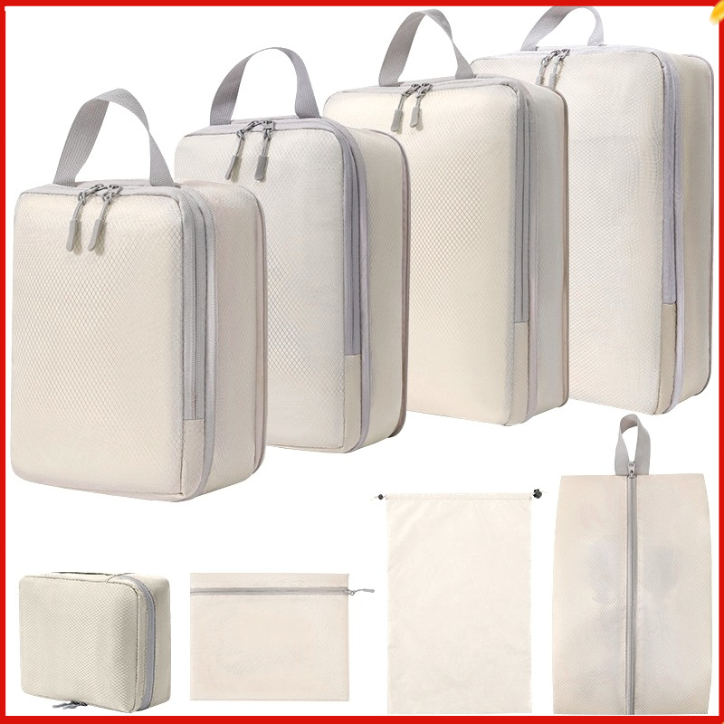 4Pcs Compression Packing Cubes Luggage Bags Breathable Travel Luggage Organizer Foldable Suitcase