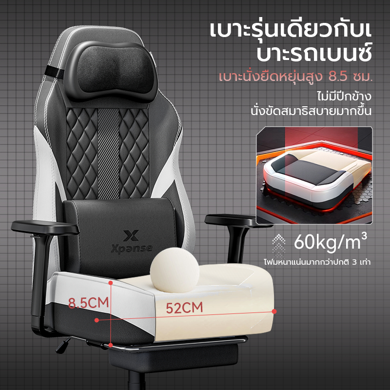 Xpanse Shadow เก้าอี้เกมมิ่ง gaming chair หมอนนวดศีรษะ เก้าอี้คอม หนังระบายอากาศ แม้จะนั่งทั้งวันก็ไม่ร้อนค่ะ กันน้ำ รูปที่ 3