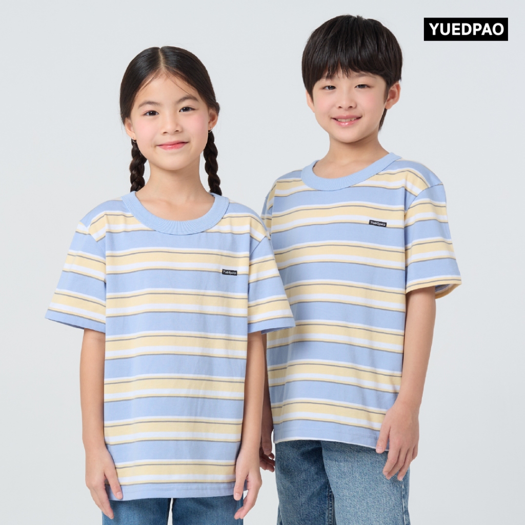 Yuedpao Kids Oversized Striped (สีใหม่) เสื้อเด็ก เสื้อสีพื้น ผ้าหนายับยากรีดง่าย ดีไซน์คลาสสิค เสื้อยืดเปล่า - รูปที่ 5