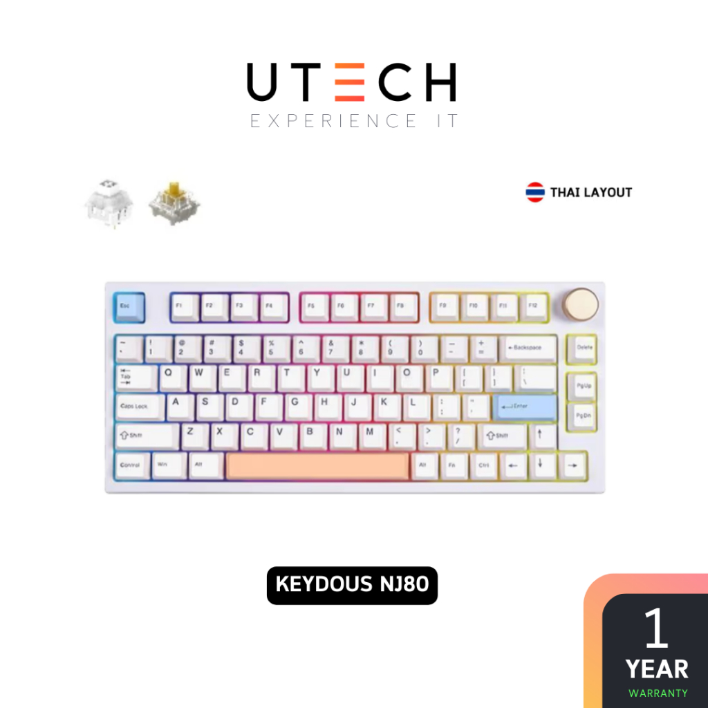 คีย์บอร์ด Keydous NJ80 Wireless Mechanical Keyboard 75% (EN/THฟ้อนต์มีหัว) by UTECH