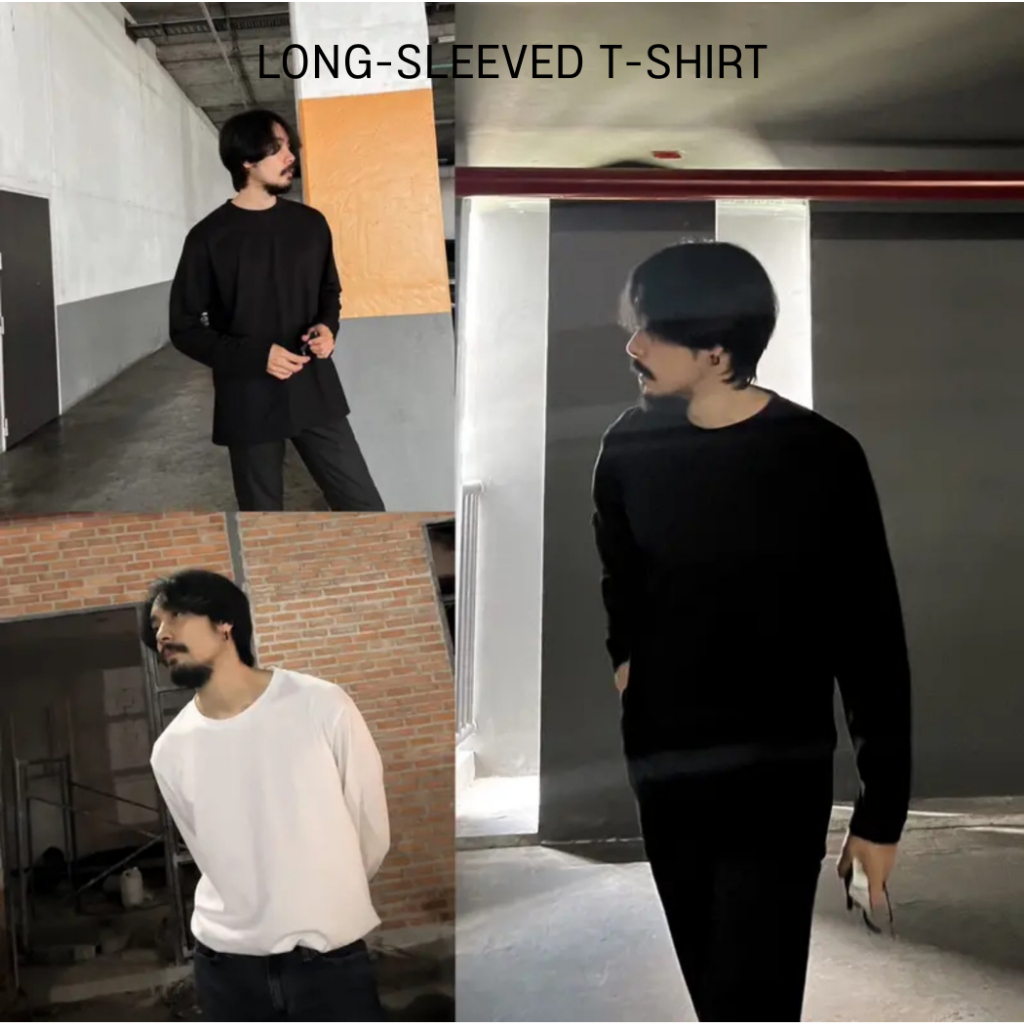 BAYSTORE Long Sleeve Shirt เสื้อคอกลมแขนยาวสีขาว, ดำ