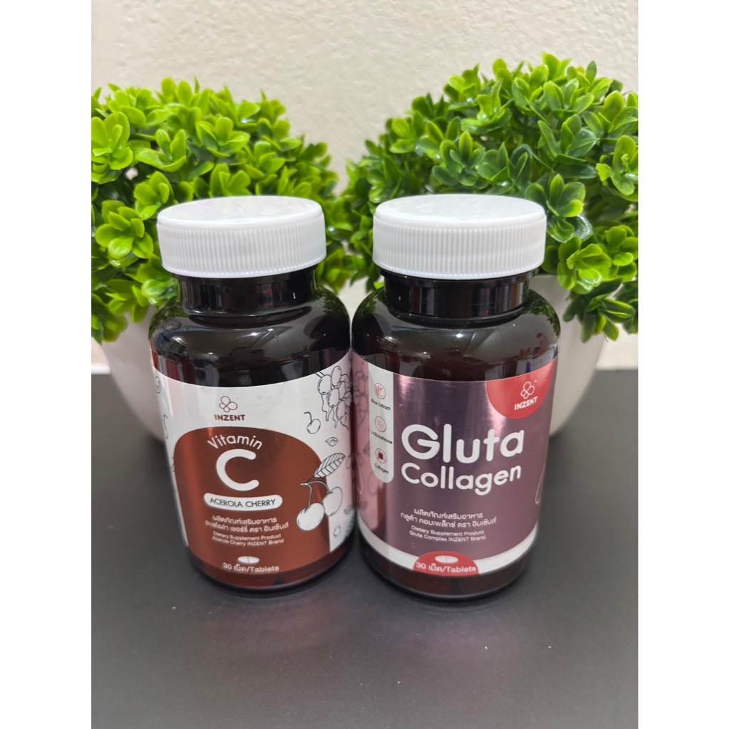 INZENT Vitamin C Acerola Cherry 1000 มก.+INZENT Gluta Collagen