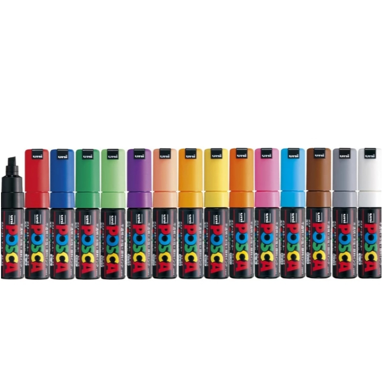 Uni POSCA PC-8K-JAPAN VER. ปากกาเคมี กันน้ำ สามารถเขียนได้หลากหลายพื้นผิว สีคมชัด
