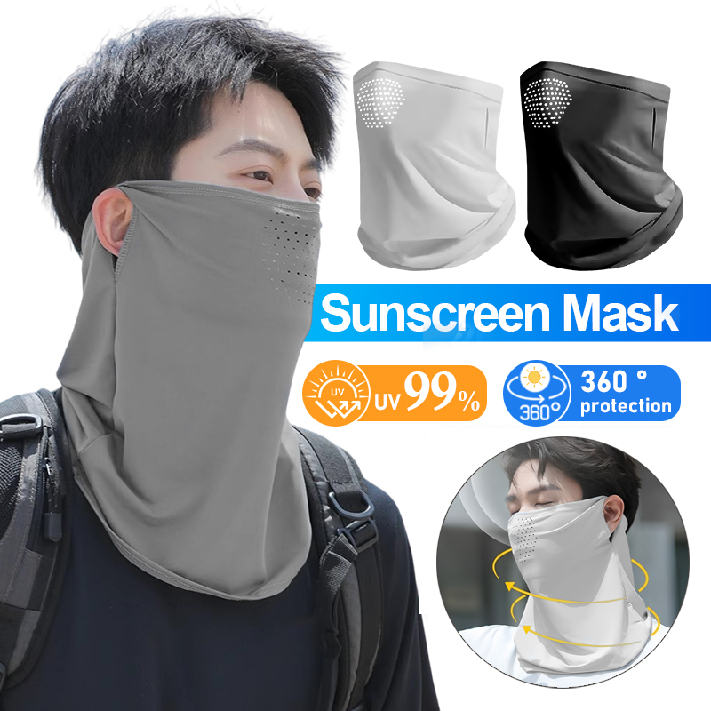 หน้ากากกันแดด หน้ากากผ้าไหมน้ำแข็ง ป้องกันรังสีUV ผ้าบัฟกันแดด กันฝุ่น ระบายกาศได้ดี