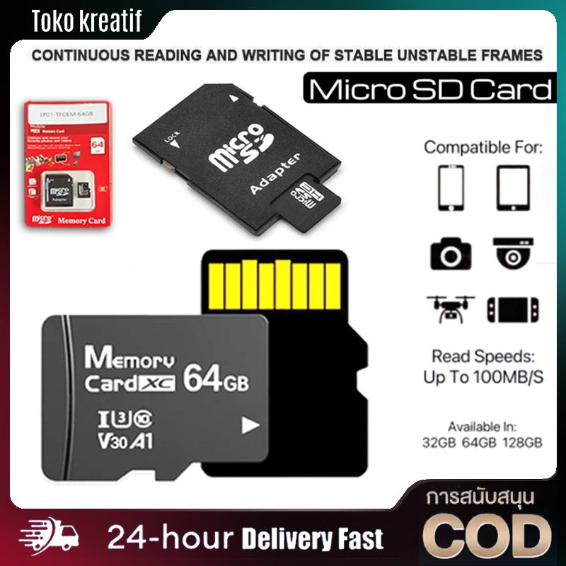 MicroSDXC Memory Card for CCTV,C10 Flash Memory Card 64GB 128GB 256GB for Mobile Device Storage Phone, Tablet