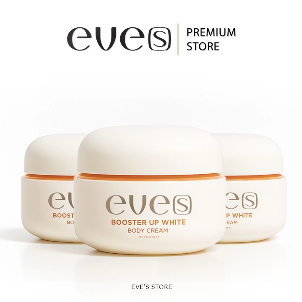 EVES อีฟส์ บูสเตอร์ส้ม อีฟส์ บูสเตอร์ อัพ ไวท์ บอดี้ ครีม 100g. เซต 3 กระปุก ผิวขาว ลดเลือนจุดด่างดำ หมองคล้ำ เรียบเนียน