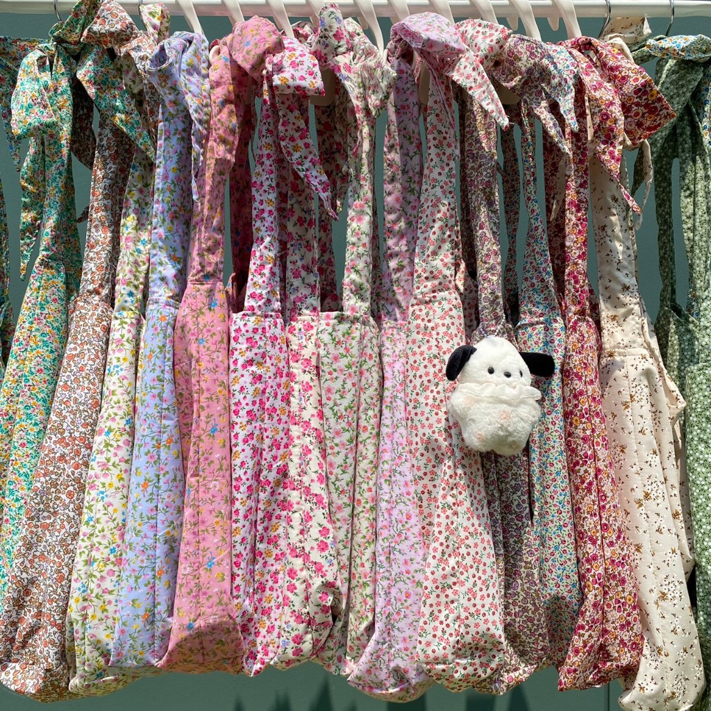 baggubag.ca🌷รวมกระเป๋าผ้าน่ารัก ลายดอกไม้ สายผูกโบว์