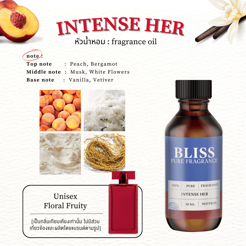 หัวน้ำหอม 🏆【 มาตรฐาน IFRA 】กลิ่น  INTENSE HER  (30 -100 ml) (ฺNC  BRAND)  - BLISS - หัวเชื้อน้ำหอม