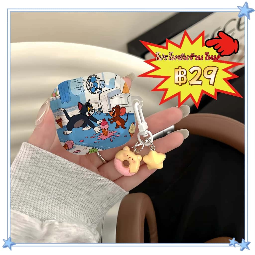 เคสหูฟังสําหรับ แอร์พอด 4 มือโปร 2 3 1 การ์ตูนแมวและหนู ทีพียู กันกระแทกบลูทูธไร้สายหูฟังฝาครอบป้องกันเปลือกกับจี้ป้องกั