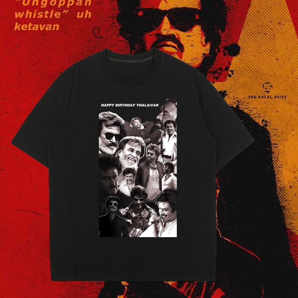 Coolie Rajini T Shirt SUPER STAR RAJINI Shirt Coolie Movie Baju Cotton ผ้าฝ้ายแขนสั้น เหมาะสำหรับทั้