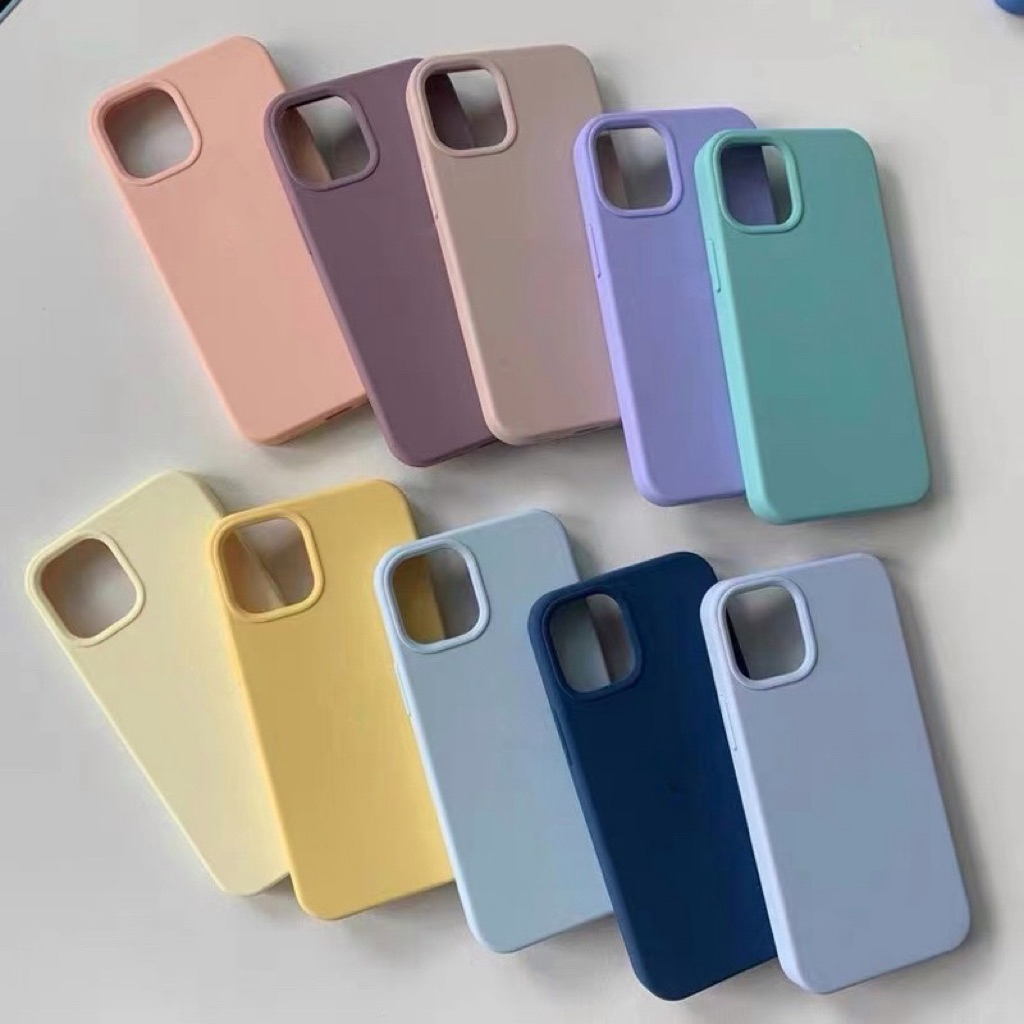 พร้อมส่ง** Case  เนื้อซิลิโคน สีพื้น กำมะหยี่โลโก้  สำหรับรุ่นi13 i14 i15 i13pro i14pro i15pro i14pl