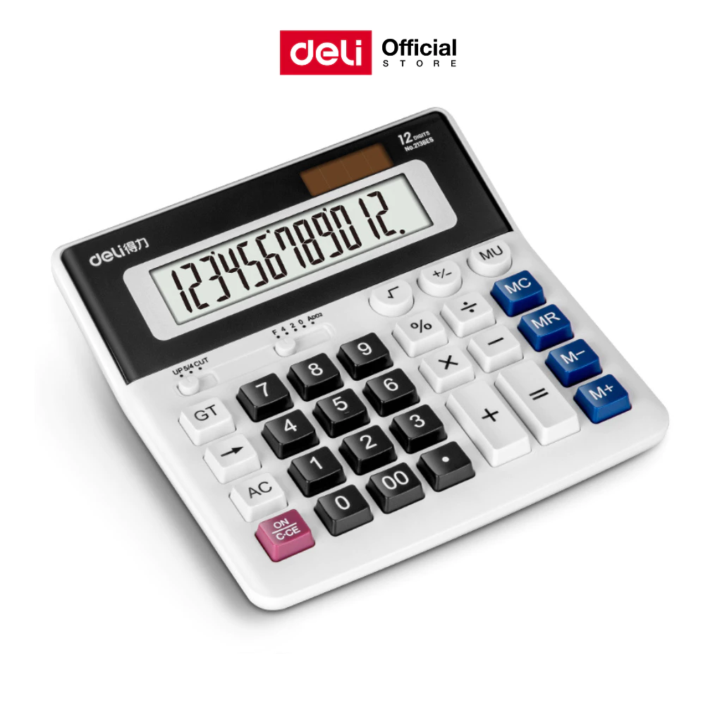 Deli เครื่องคิดเลขตั้งโต๊ะแสดงผล 12 หลัก ขนาดใหญ่ ปุ่มใหญ่ ฟังก์ชั่นครบ Calculator จำหน่าย 1 เครื่อง