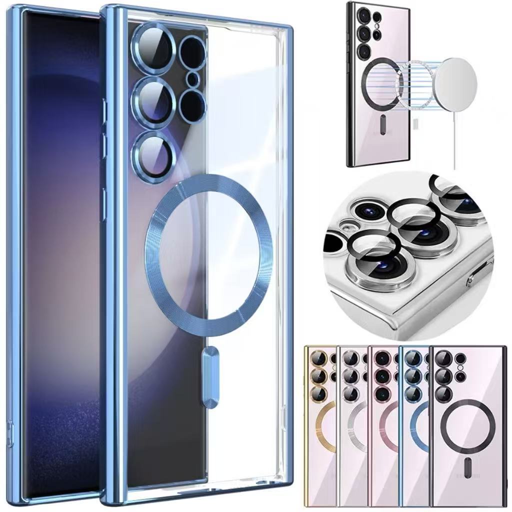 Case S25ultra เคสโทรศัพท์ เคสใส แม่เหล็ก ชาร์จไร้สาย สำหรับSamsung S24Ultra S23Ultra S22Ultra S21Ultra S21FE S23FE S24FE