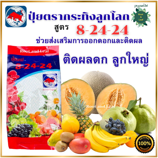 ปุ๋ยตรากระทิงลูกโลก 8-24-24 สูตรเร่งดอก เร่งผล ปุ๋ยเร่งดอก ปุ๋ยเร่งผล ปุ๋ยทำดอก ปุ๋ยไม้ดอก ปุ๋ยดอก ด