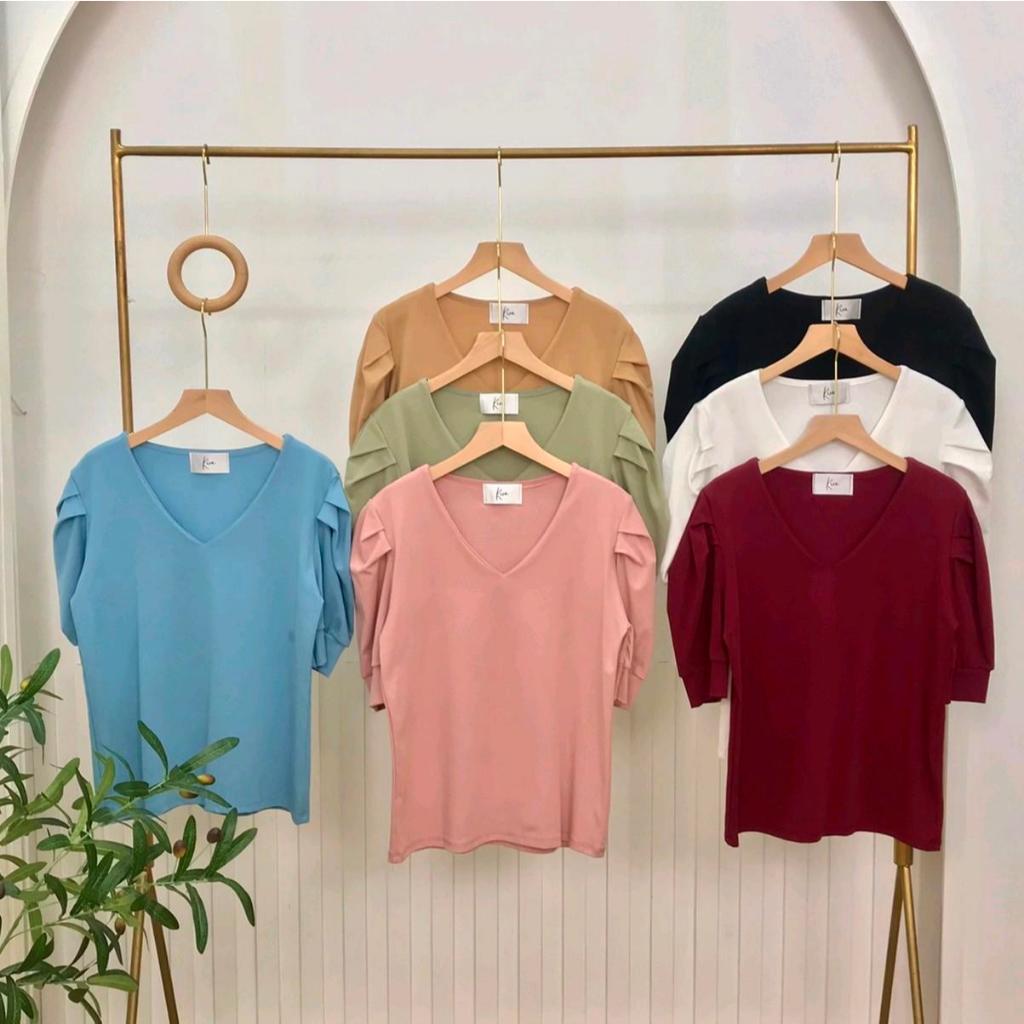 เสื้อคอวีแขนตุ๊กตาทรงสวยผ้านุ่มใส่สบาย G197