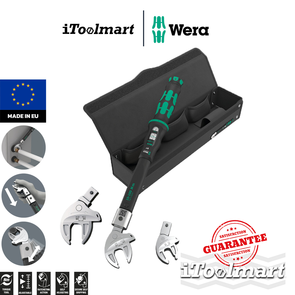 WERA ชุดประแจทอร์คปากเลื่อน 9530 Torque Wrench Set 05136076001 10-100 Nm สำหรับติดตั้งเครื่องปรับอาก